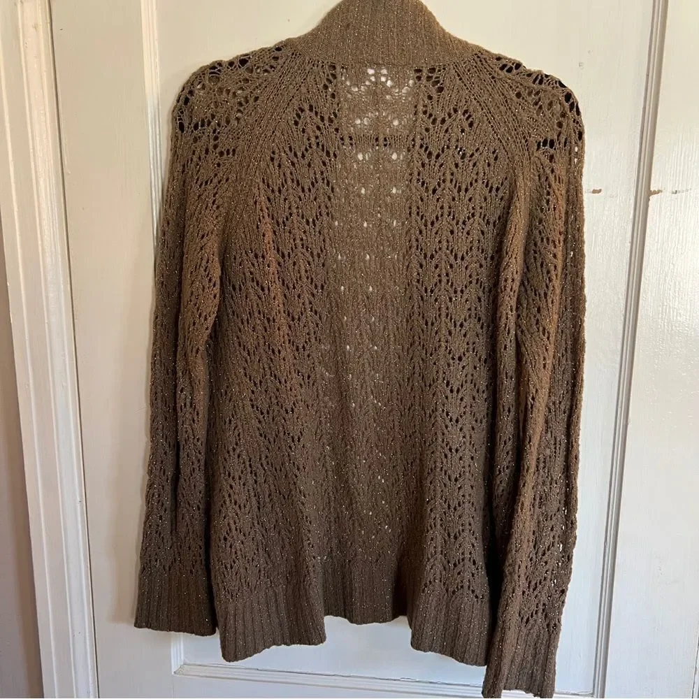 Loft Open Knit Brown Shrug with Long Sleeves Excellent condition Women's Medium